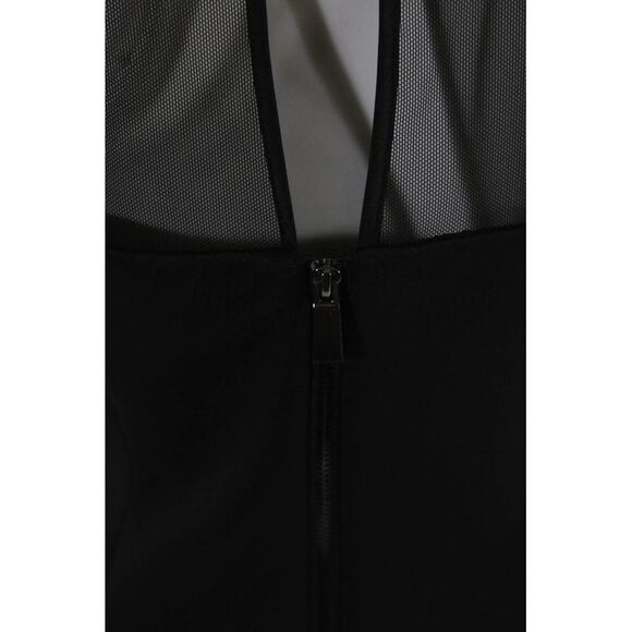 Vince Camuto Women's Round Sheer Neck A-Line Midi Dress Black Size 10 - Picture 4 of 7